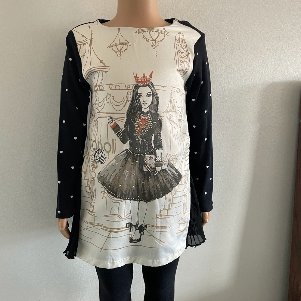 Boboli Little Girls Mix Media  Embellished Tunic Size 4.